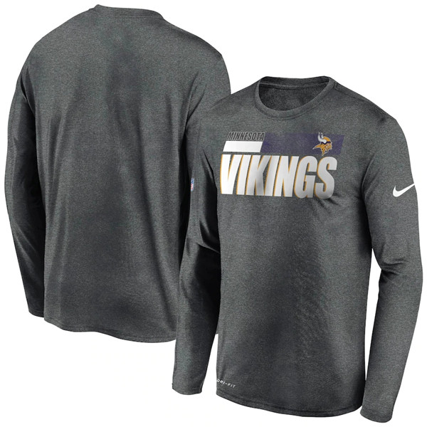 Men's Minnesota Vikings 2020 Grey Sideline Impact Legend Performance Long Sleeve NFL T-Shirt